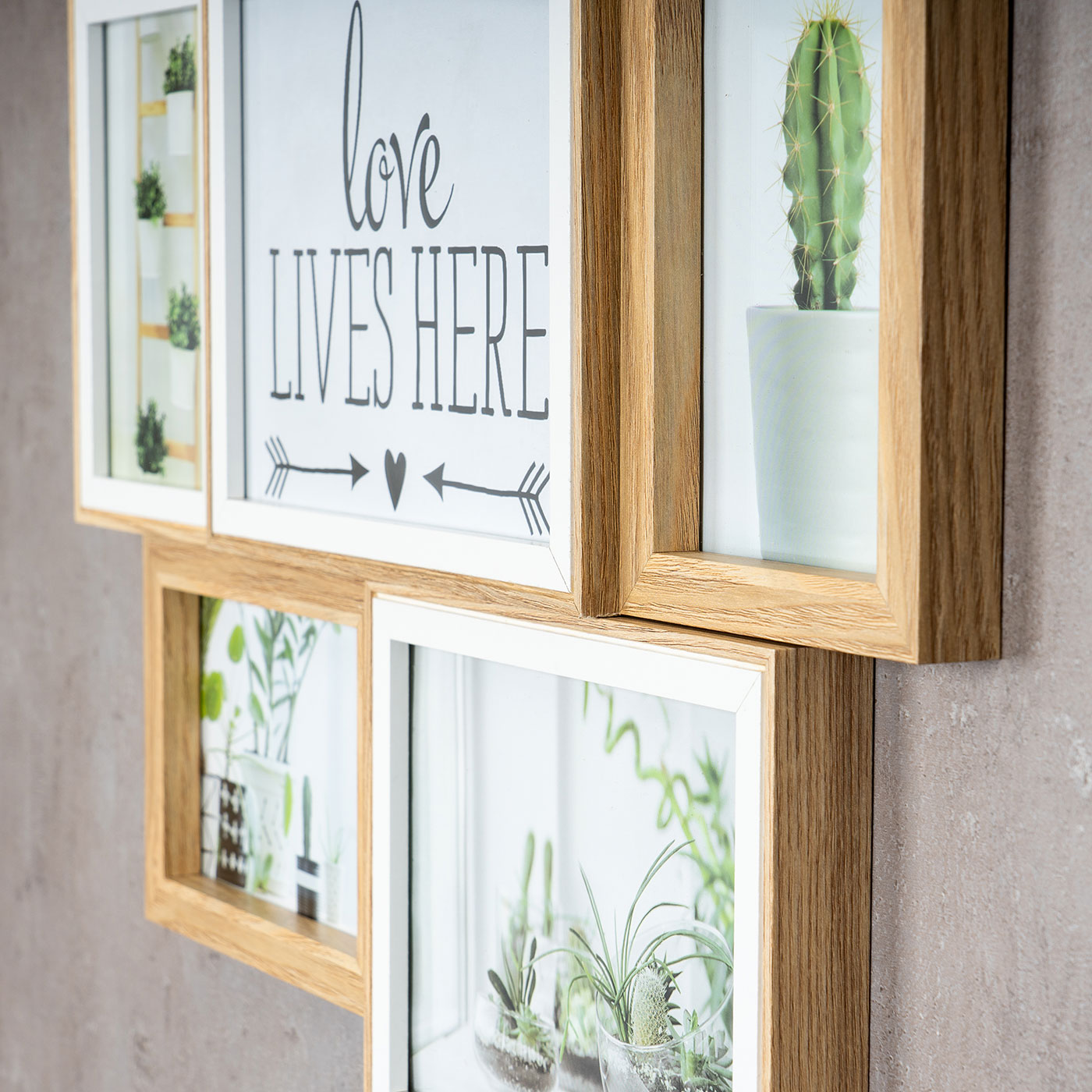 Bilderrahmen Collage B x H 46x47cm 7 Fotos 10x15 13x18 15x20 Natur Eiche Holz