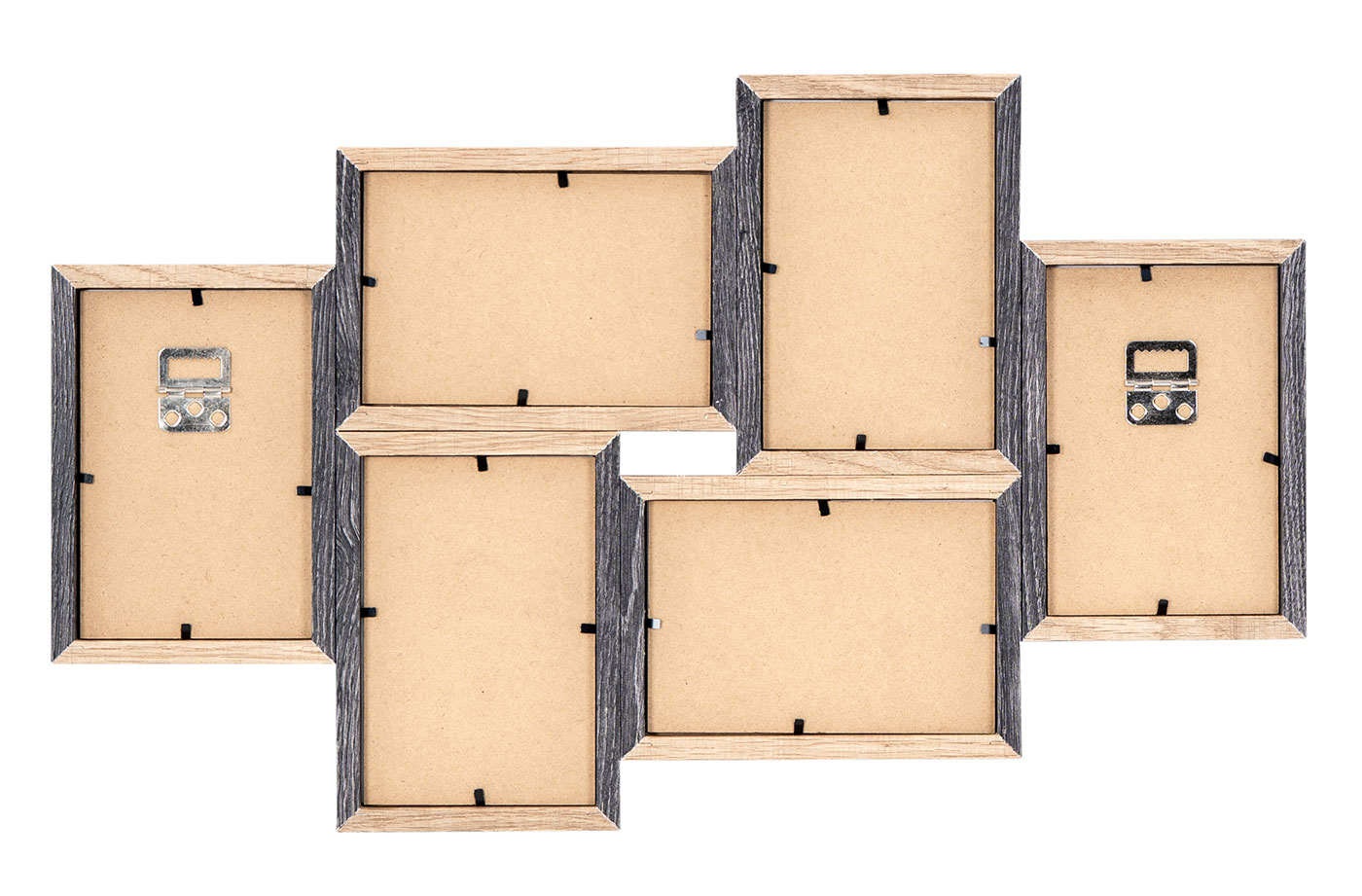Bilderrahmen 6 Fotos 10x15 Schwarz Natur MDF Holz Fotorahmen Bildergalerie Deko