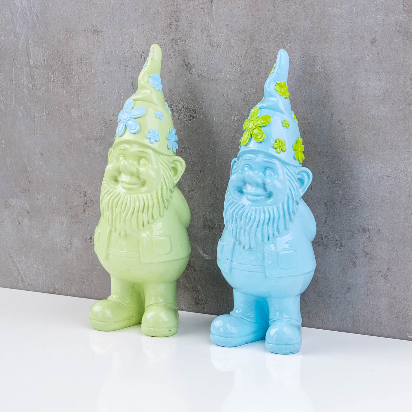 2er Set Gartenzwerg H27cm Deko Figuren Wichtel Kunstharz Gartendeko Tischdeko