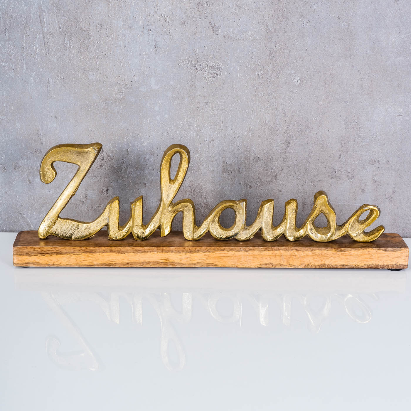 Zuhause Schriftzug L40cm Metall Gold Mango Holz Aufsteller Buchstaben Tisch-Deko