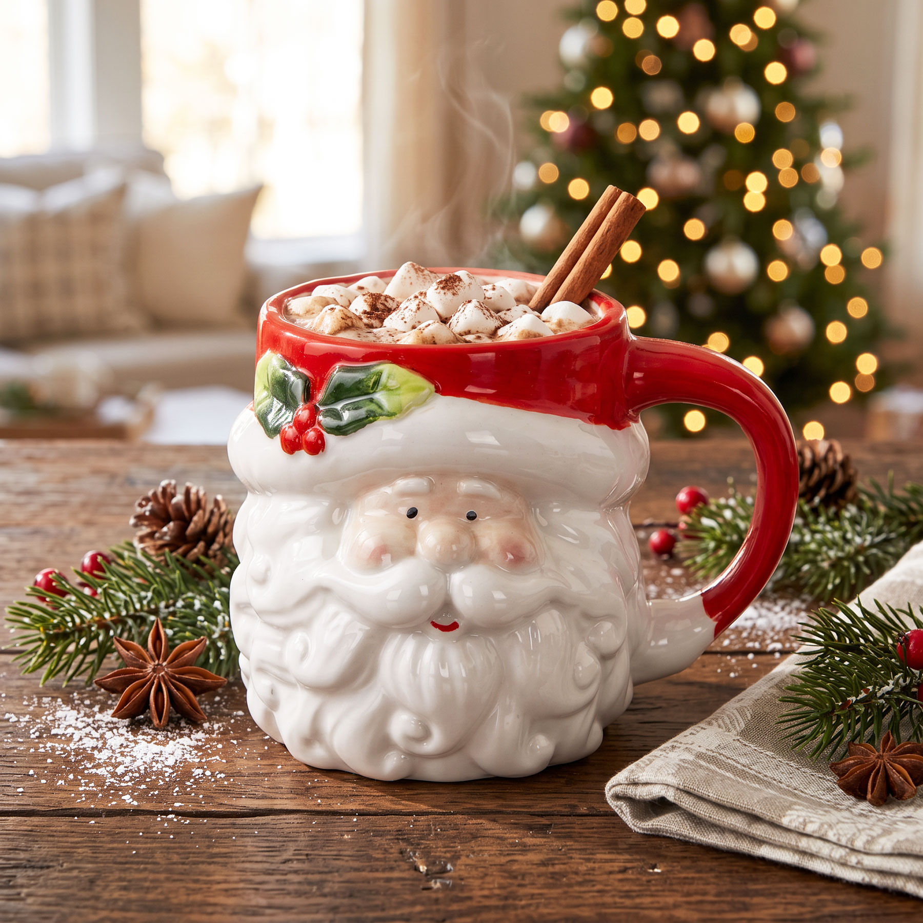 Tasse Weihnachtsmann 350ml 3D Design Keramik Kaffeetasse Becher Weihnachten