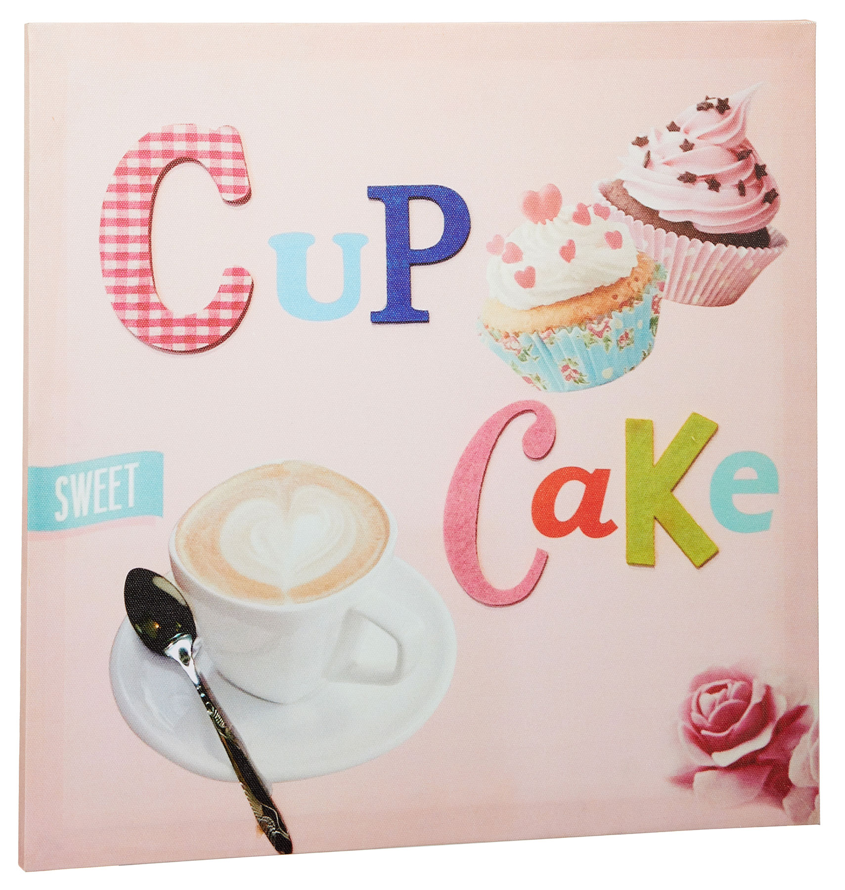 Wandbild Muffin Cafe Cup Cake Küche Rosa 38x38cm Leinwand Kuchen Bild Wanddeko