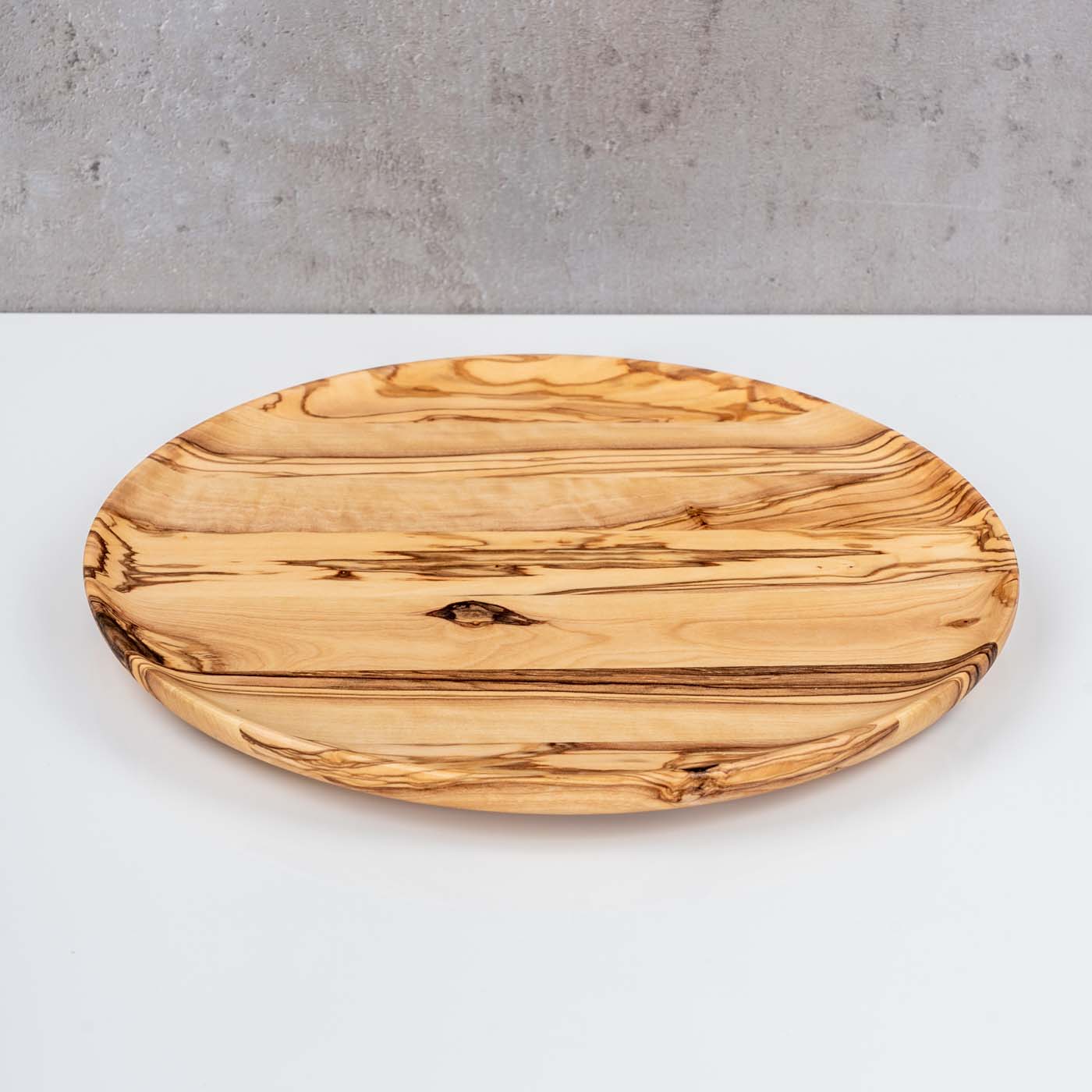Runder Teller Holz 25x25cm Olivenholz Holzteller Natur Unikat Küche Tischdeko