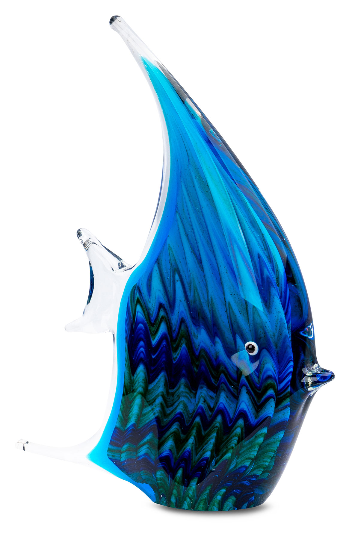 levandeo Glas Skulptur BxHxT 16x21x4cm Glasfigur Fisch Glaskunst Blau Maritim