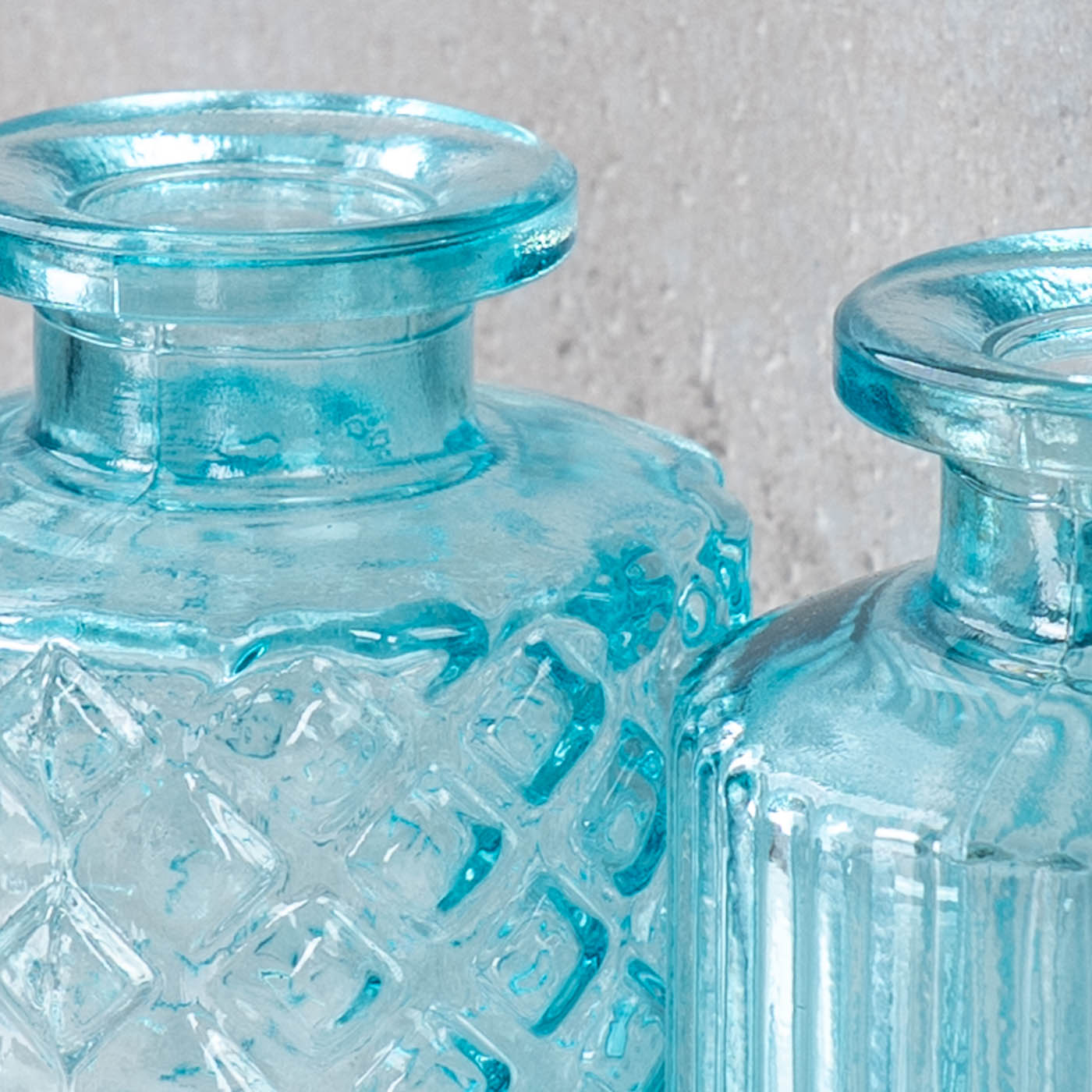 4er Set Vase Türkis H14cm Glas Blumenvase Retro Tischdeko Frühlingsdeko Glasvase