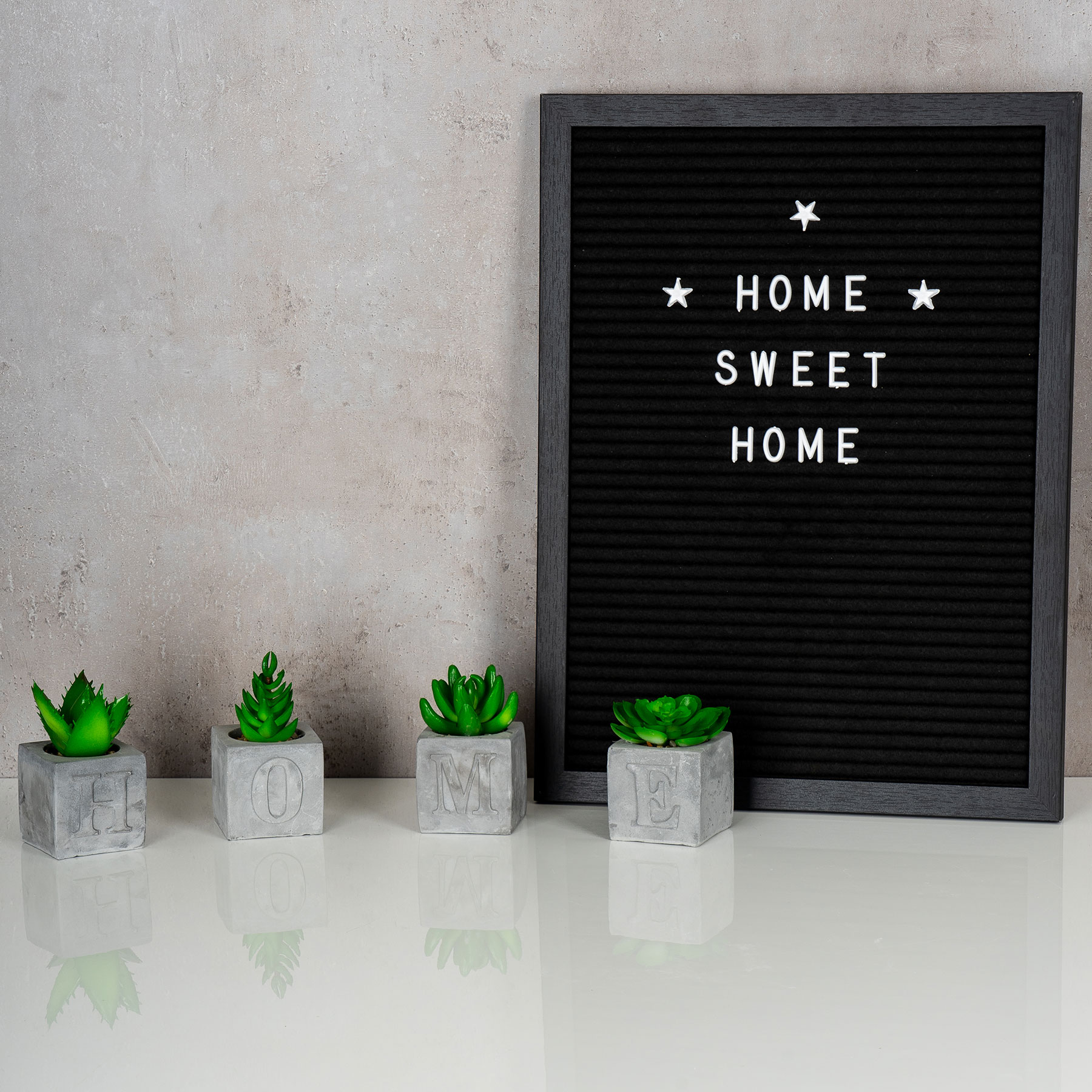 levandeo 4er Set Sukkulenten Im Betontopf Je 5x9cm Home Beton Kunstpflanze Grün