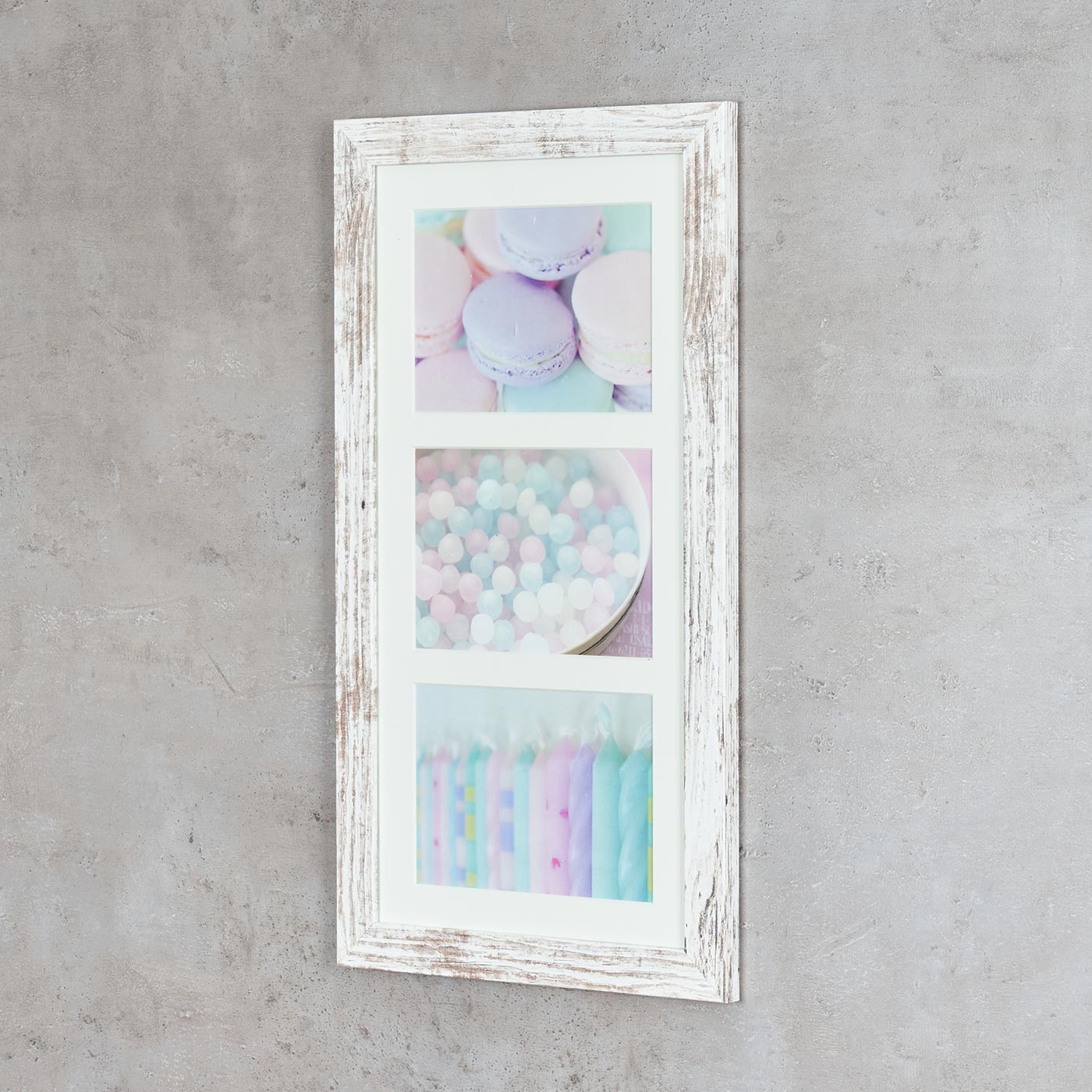 Bilderrahmen 28x50cm Weiß Braun 13x18cm 3 Fotos Shabby Chic Vintage Fotorahmen