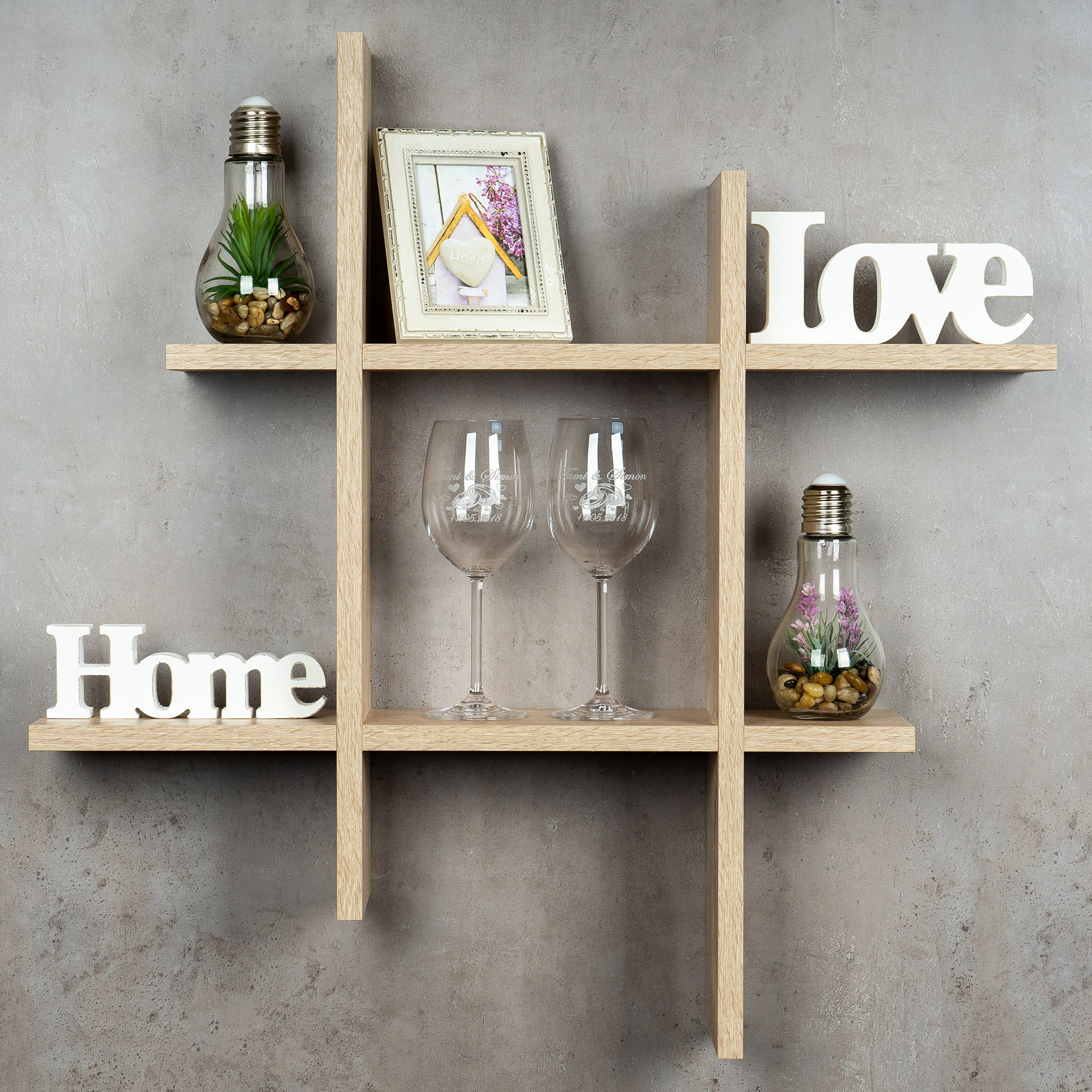 levandeo Hashtag Regal 75x75cm Wandregal Holz Sonoma Eiche Bücherregal Deko
