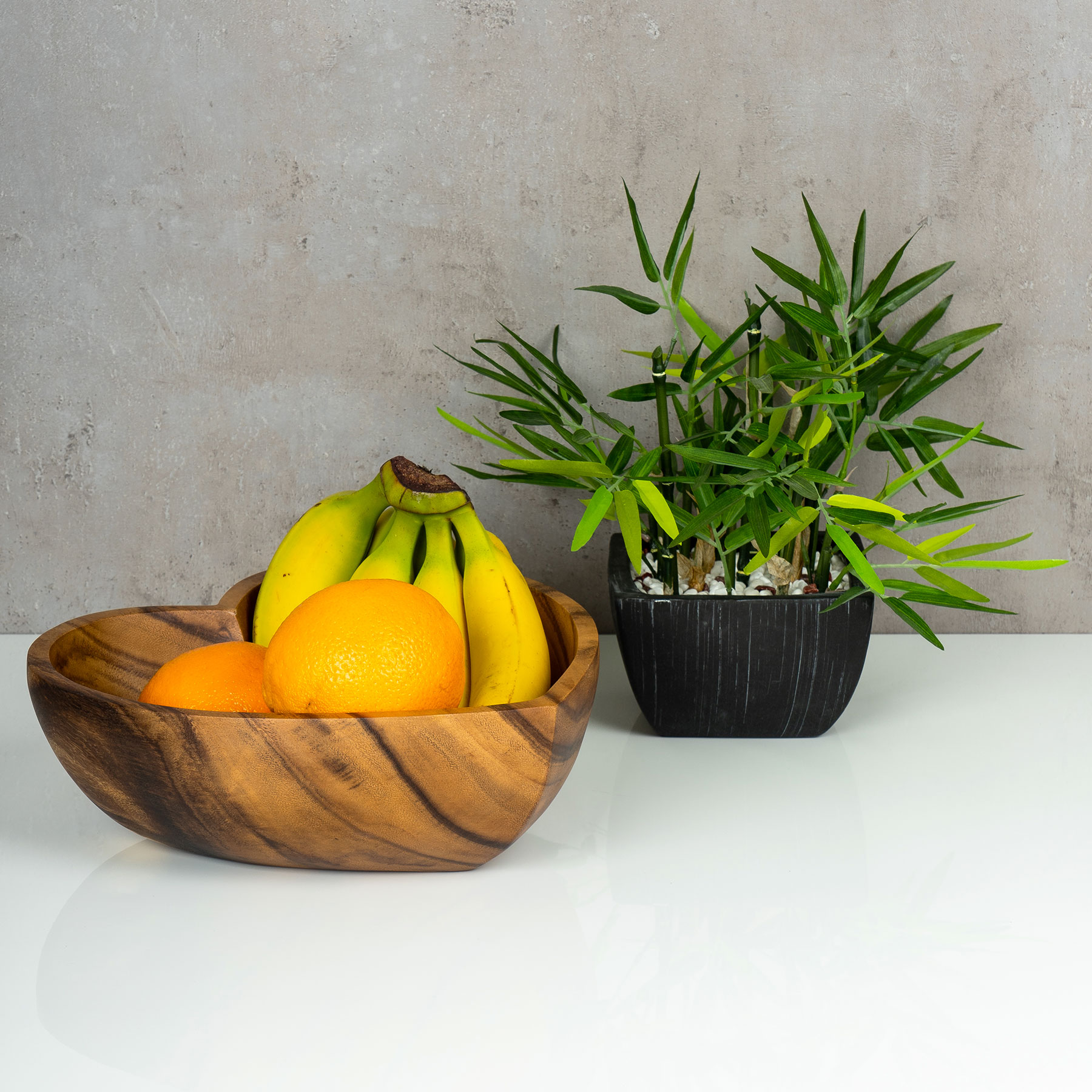 Schüssel Akazie 30x6cm Herz Holz Design Schale Obstschale Obstkorb Brotkorb