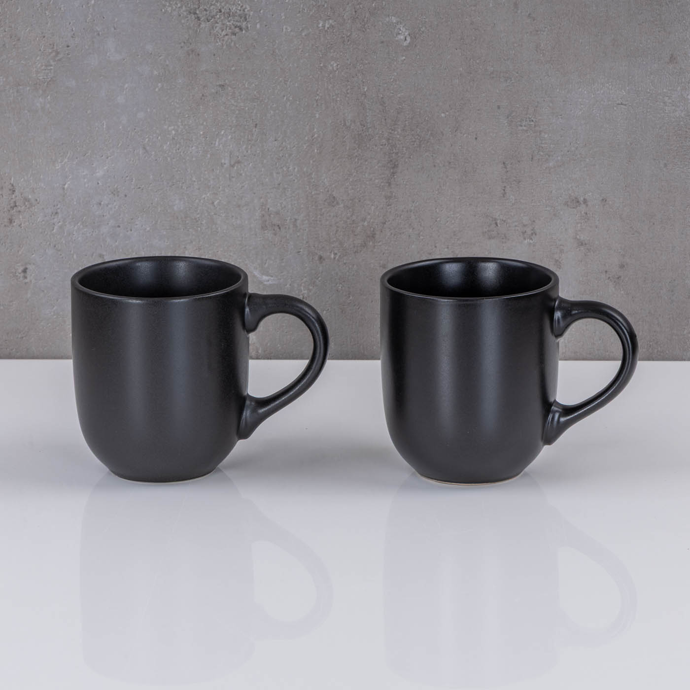 4er Set Steingut Tassen 300ml Schwarz Kaffeetasse Kaffeebecher Edel Design