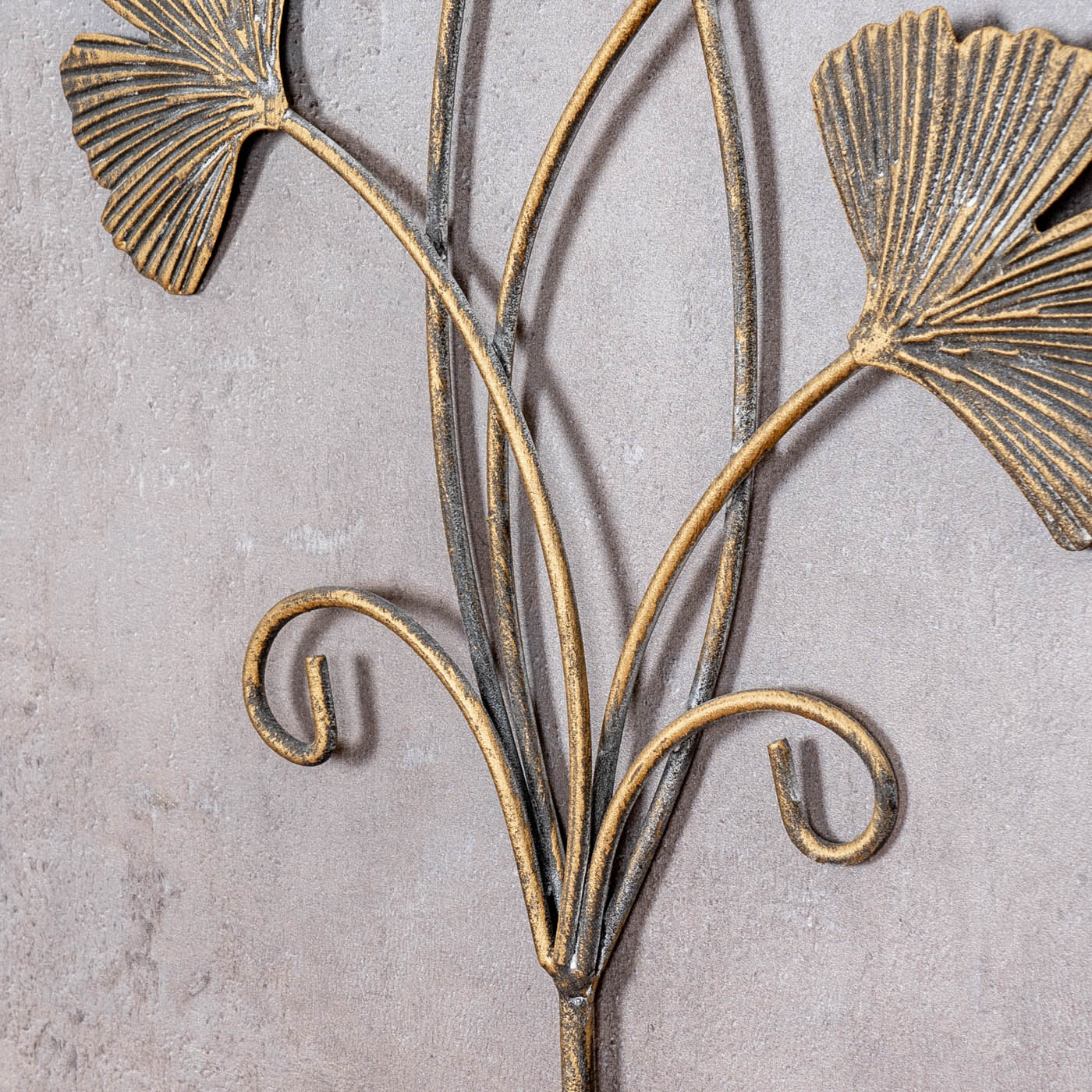 Gartenstecker Gingko H115cm Gold Antik Metall Metallstecker Gartendeko Stele