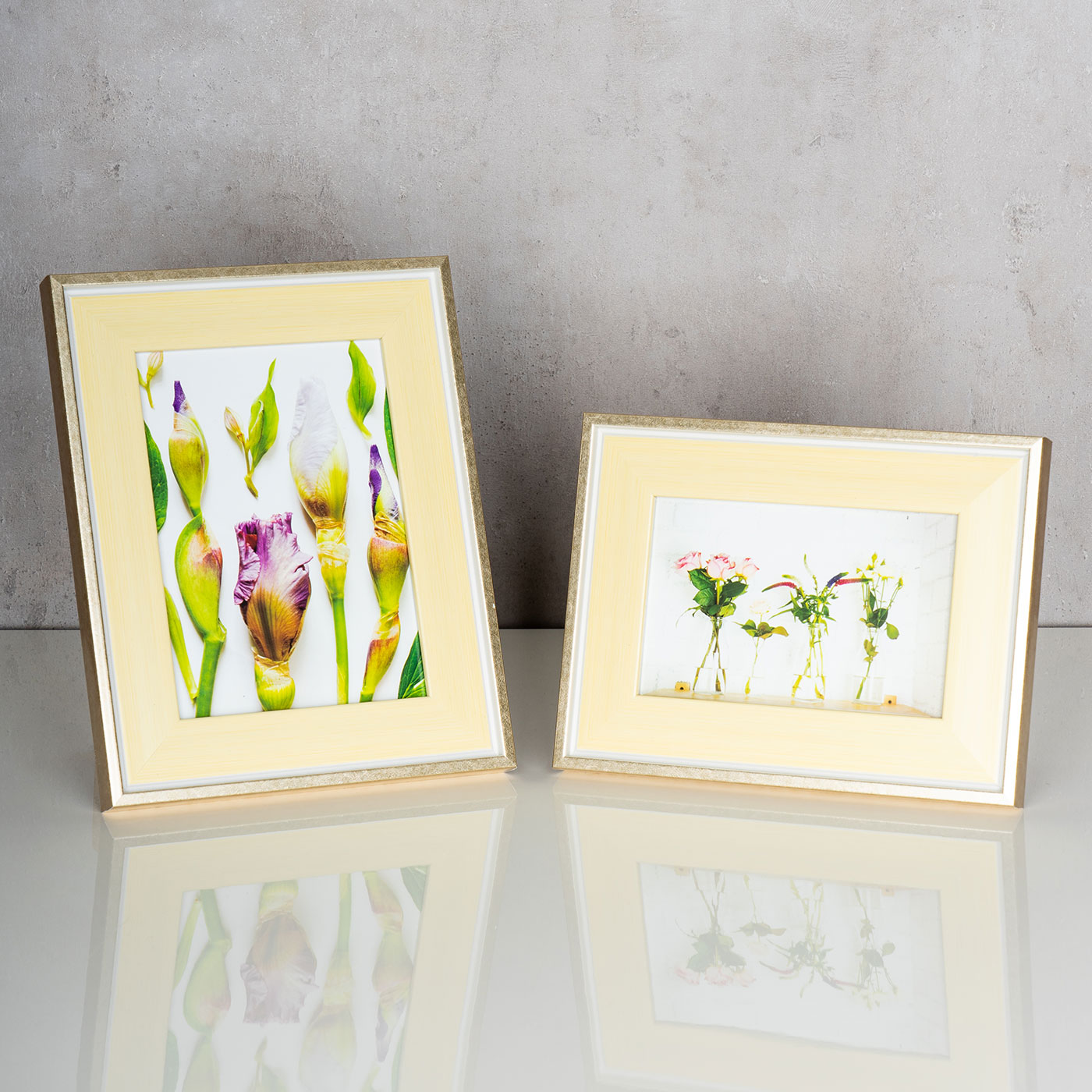 levandeo 2er Set Bilderrahmen Pastell Gelb 10x15 + 13x18 Fotorahmen Glas Deko