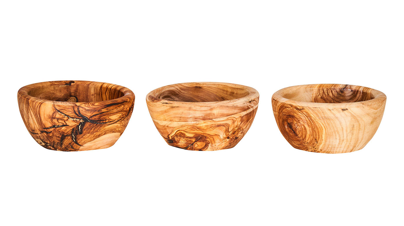 3er Set Schüssel ca. 12x4cm Schale Holz Olivenholz Holzschale Salatschüssel  Natur