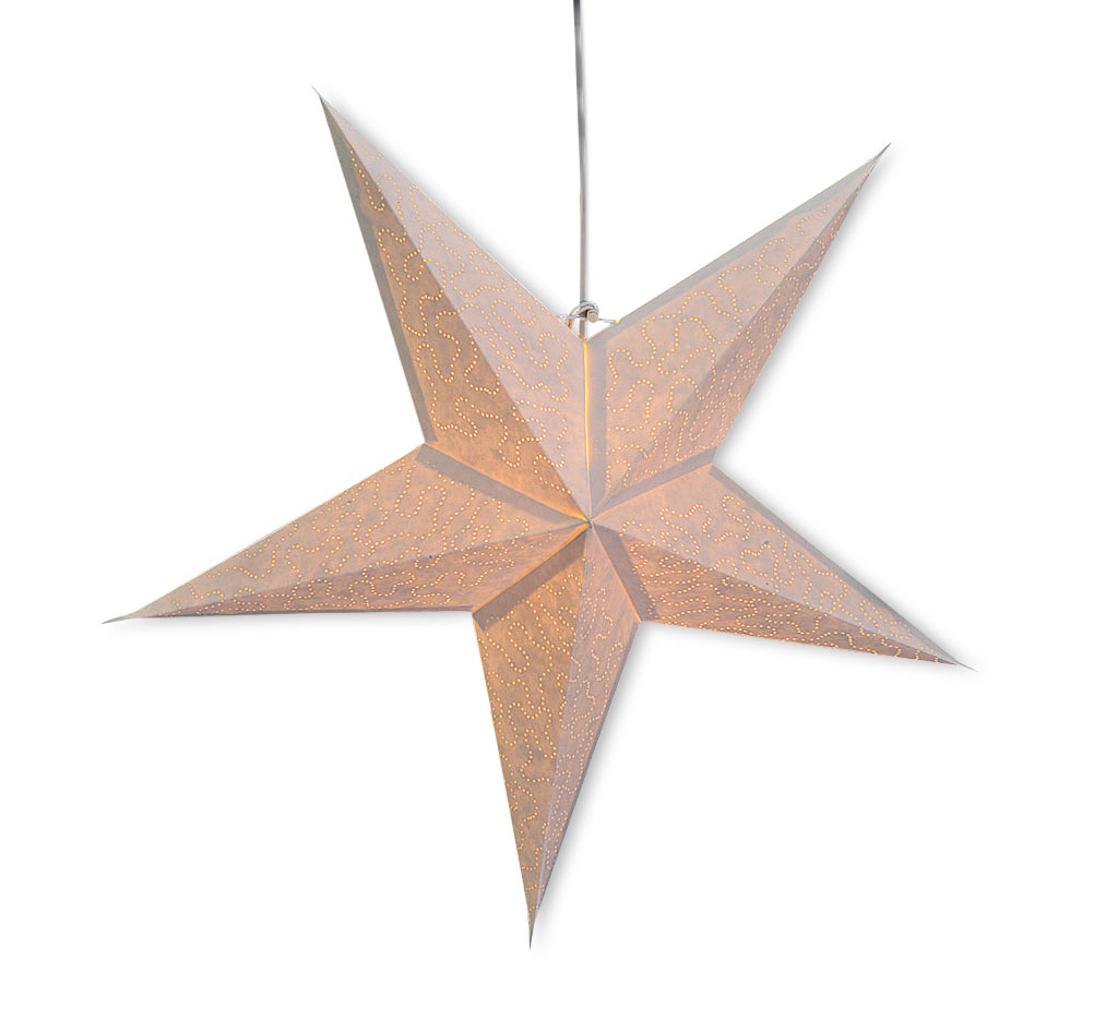 Leuchtstern 5 Zacken weiß 60cm Papiertstern Weihnachtsstern inkl Kabel