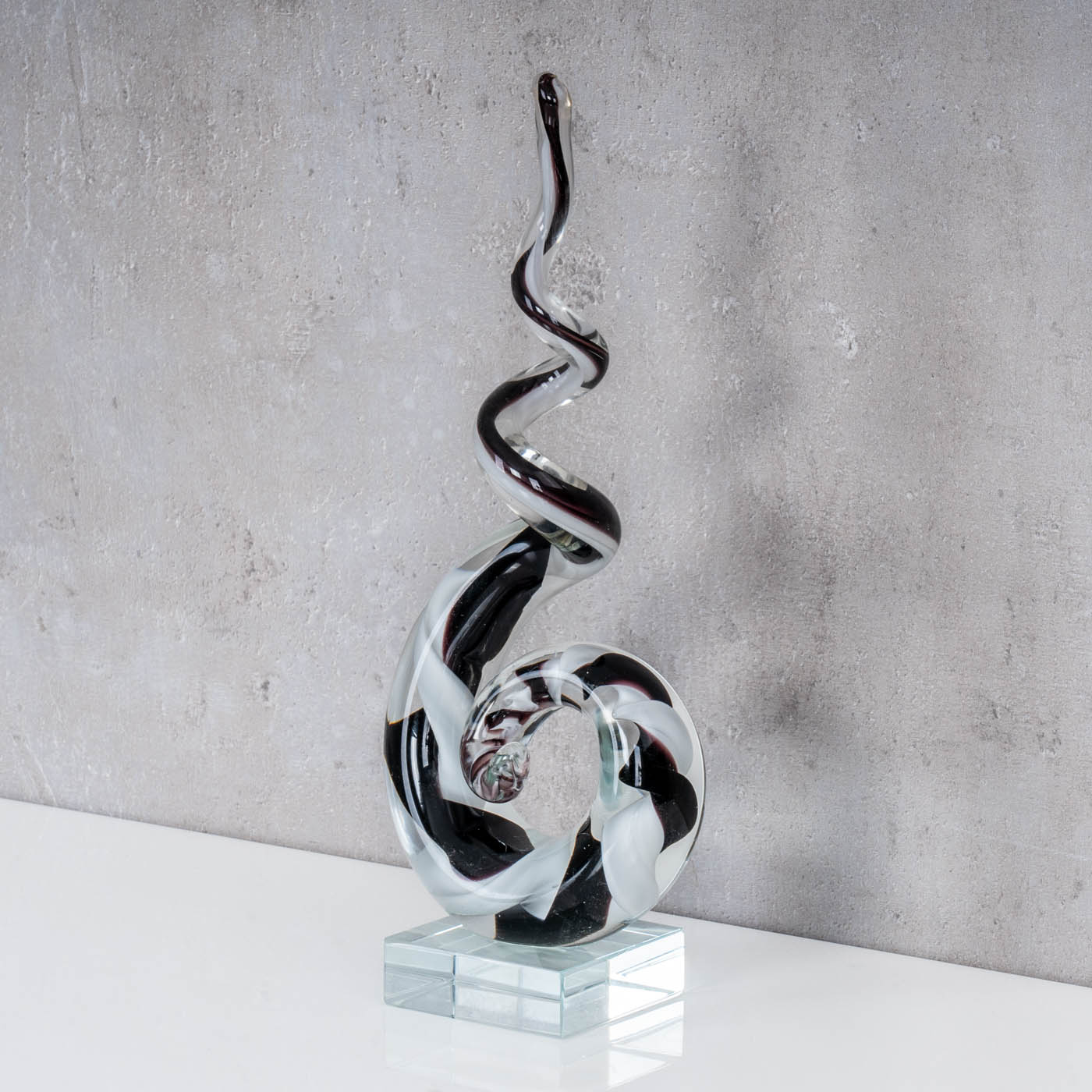 Glasfigur H26cm Skulptur Glas Glasdeko Schwarz Weiß Deko Design Unikat Geschenk