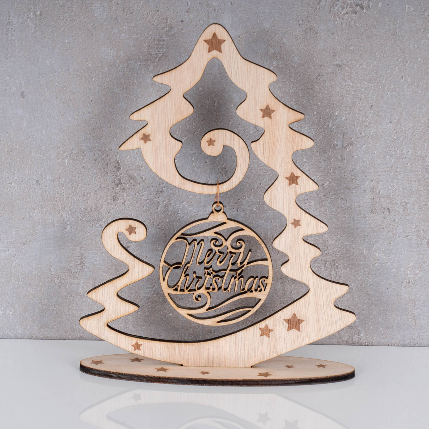 Deko Weihnachtsbaum Birkenholz DIY Merry Christmas Weihnachten Aufsteller Holz