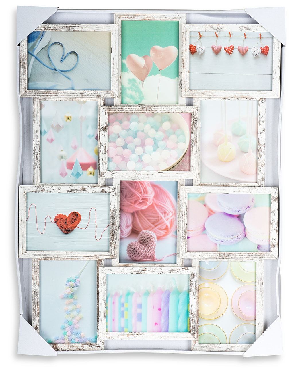 levandeo Bilderrahmen Collage 51x68cm 12 Fotos 13x18 Shabby Chic MDF Holz Glas