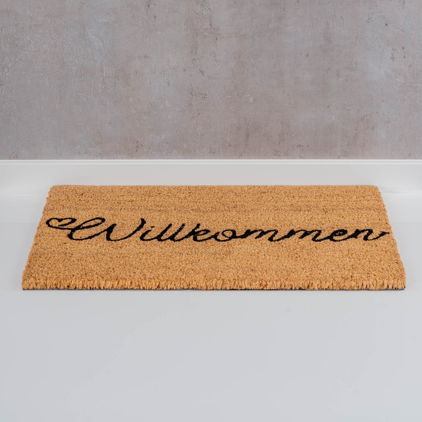 Willkommen Fußmatte 60x40cm Kokos Fußabtreter Kokosmatte Rutschfeste Türmatte
