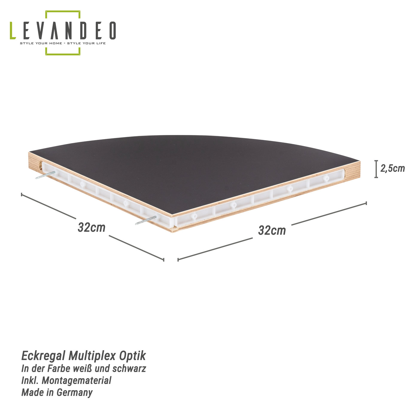 Wandregal Eckregal Schwarz Hängeregal Schweberegal Wanddeko Regal Eckboard