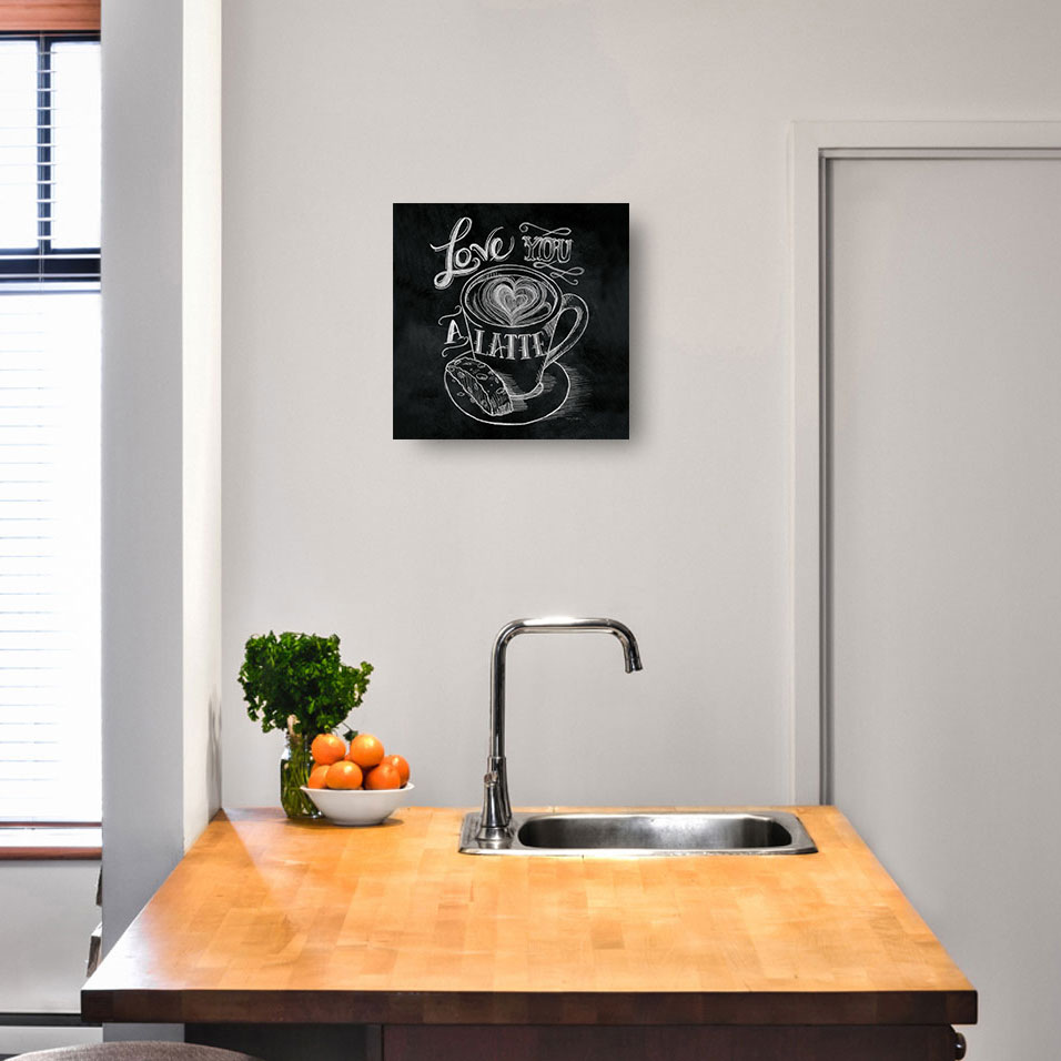 levandeo Glasbild 30x30cm Wandbild Bild Glas Latte Coffee Kaffee Wanddeko