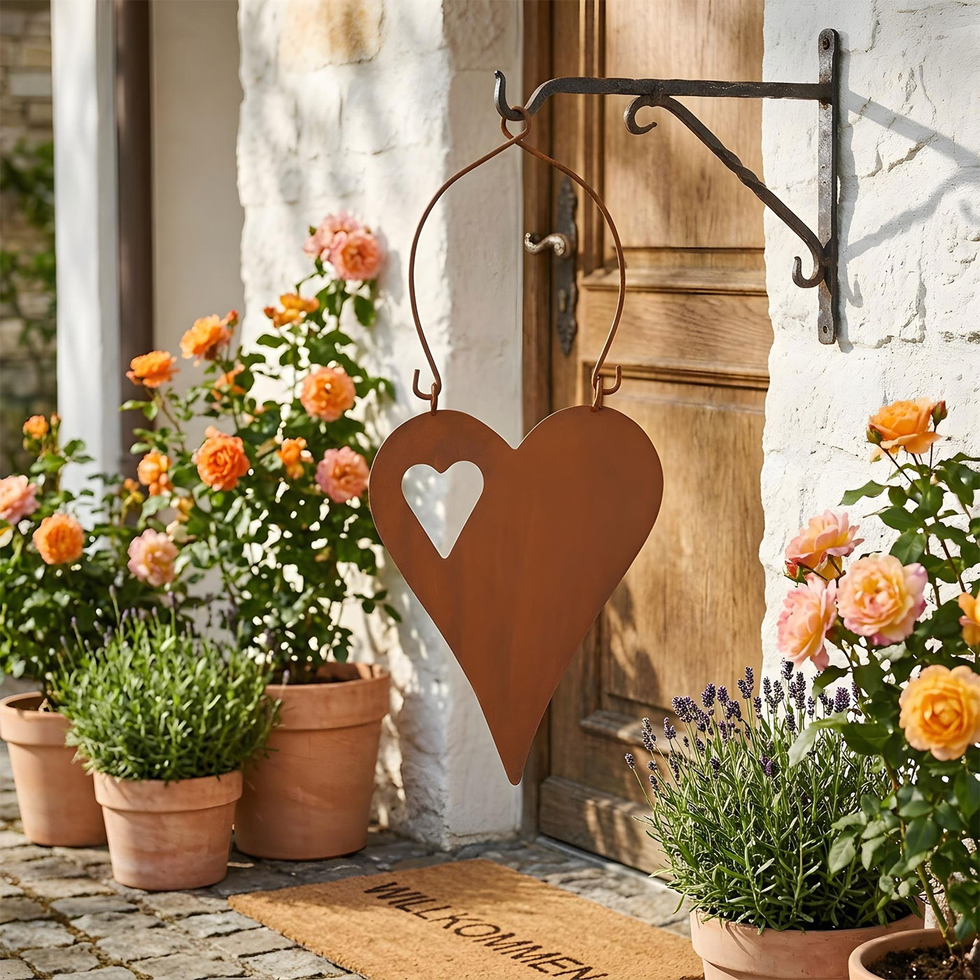 Schild Herz 15x32cm Gartendeko Türschild Edelrost Wandbild Rostdeko Deko