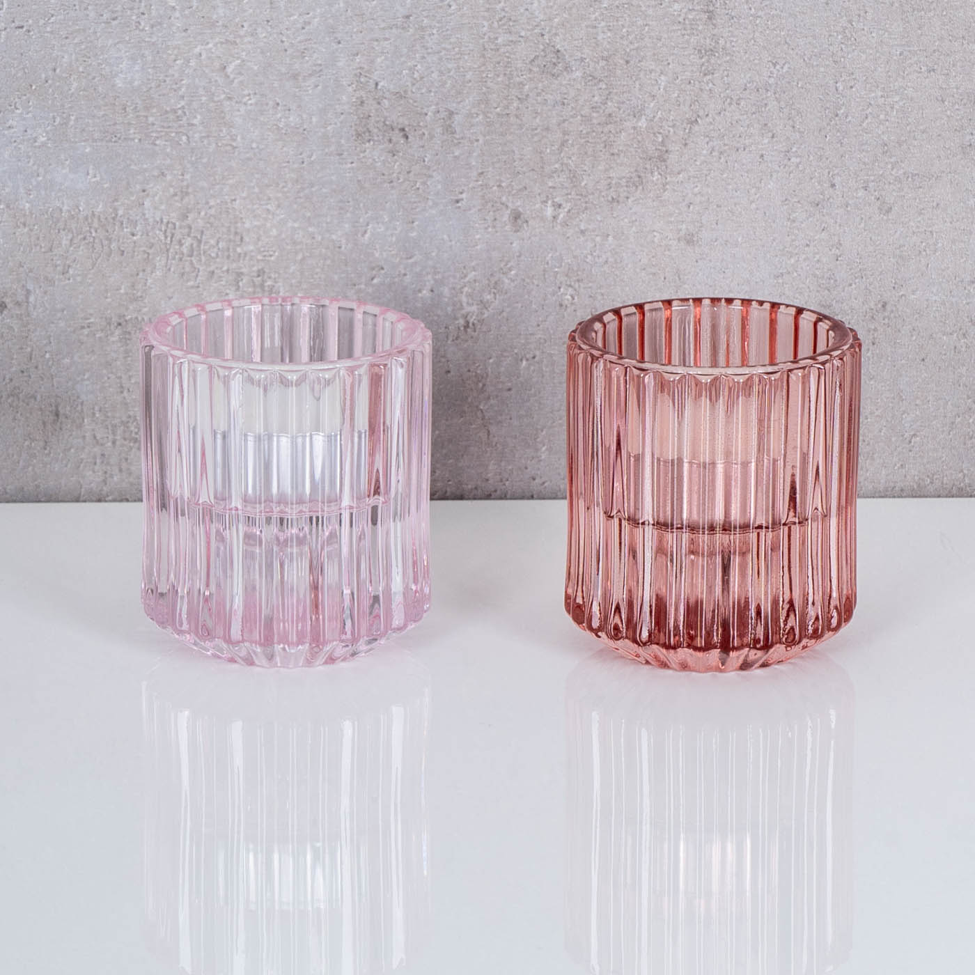 2er Set Kerzenständer für Stabkerzen Glas Rosa Pink 2in1 Kerzenhalter  Tischdeko