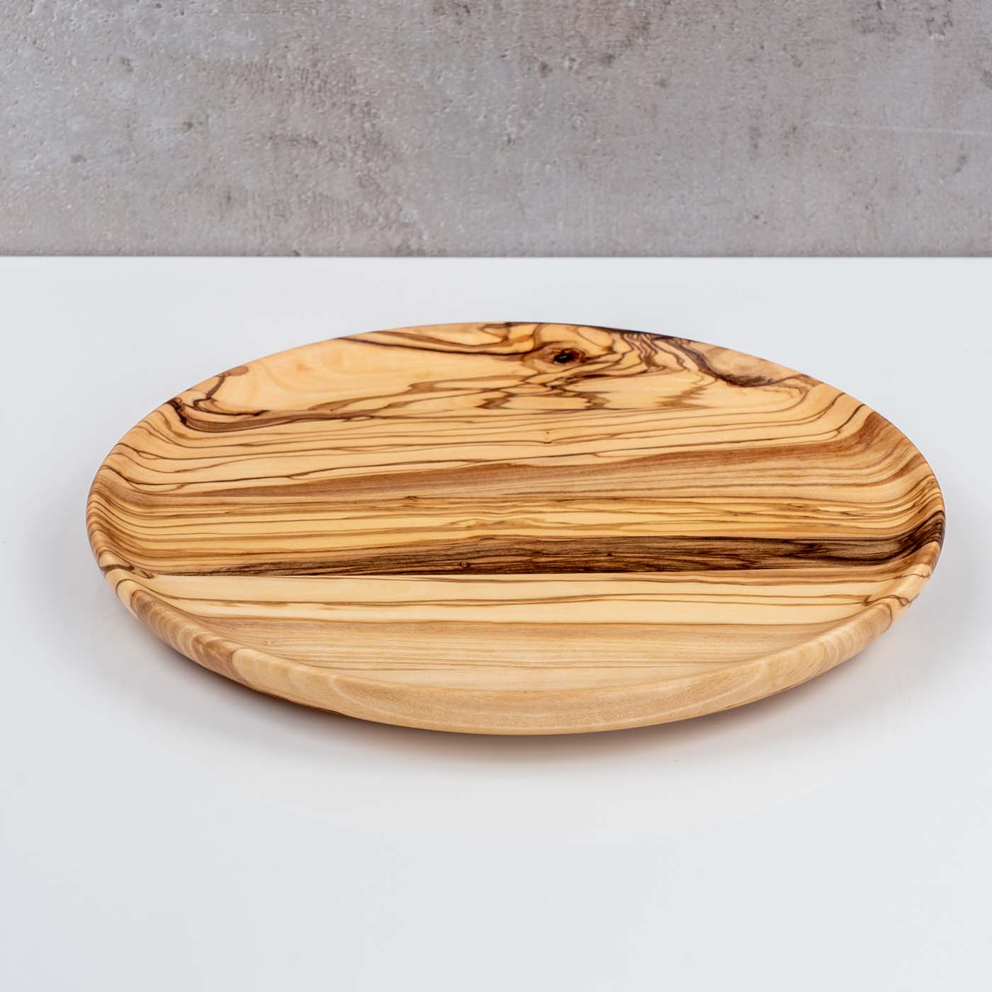 Runder Teller Holz 20x20cm Olivenholz Holzteller Natur Unikat Küche Tischdeko