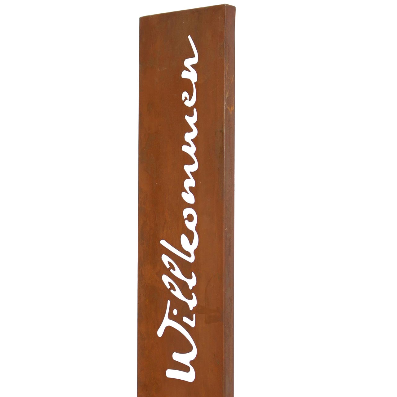 Stele Willkommen H75cm Garten-Deko Rost Rostdeko Edelrost Garten-Schild Braun