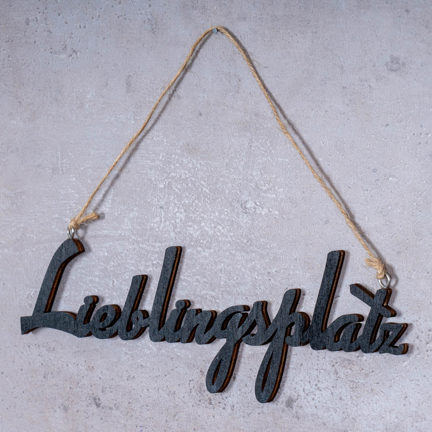 Schriftzug Lieblingsplatz L22cm Schwarz Holz Türschild  Hängerchen Wanddeko Deko