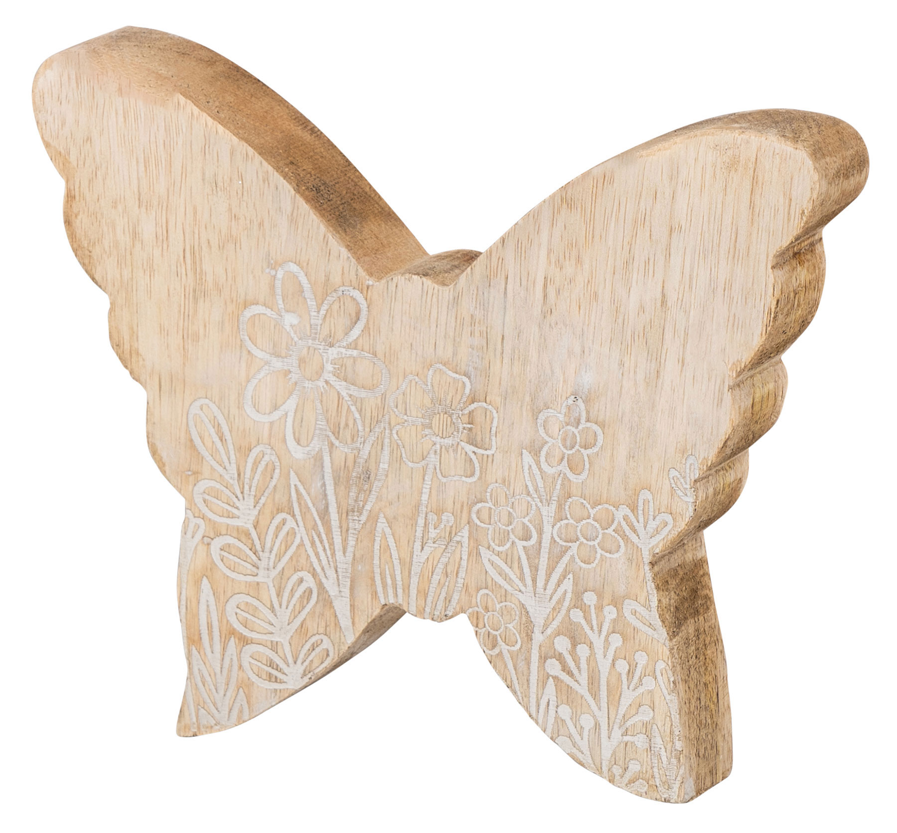 Aufsteller Schmetterling Holz 18x15cm Mango Blumen Natur Tischdeko Frühling Deko