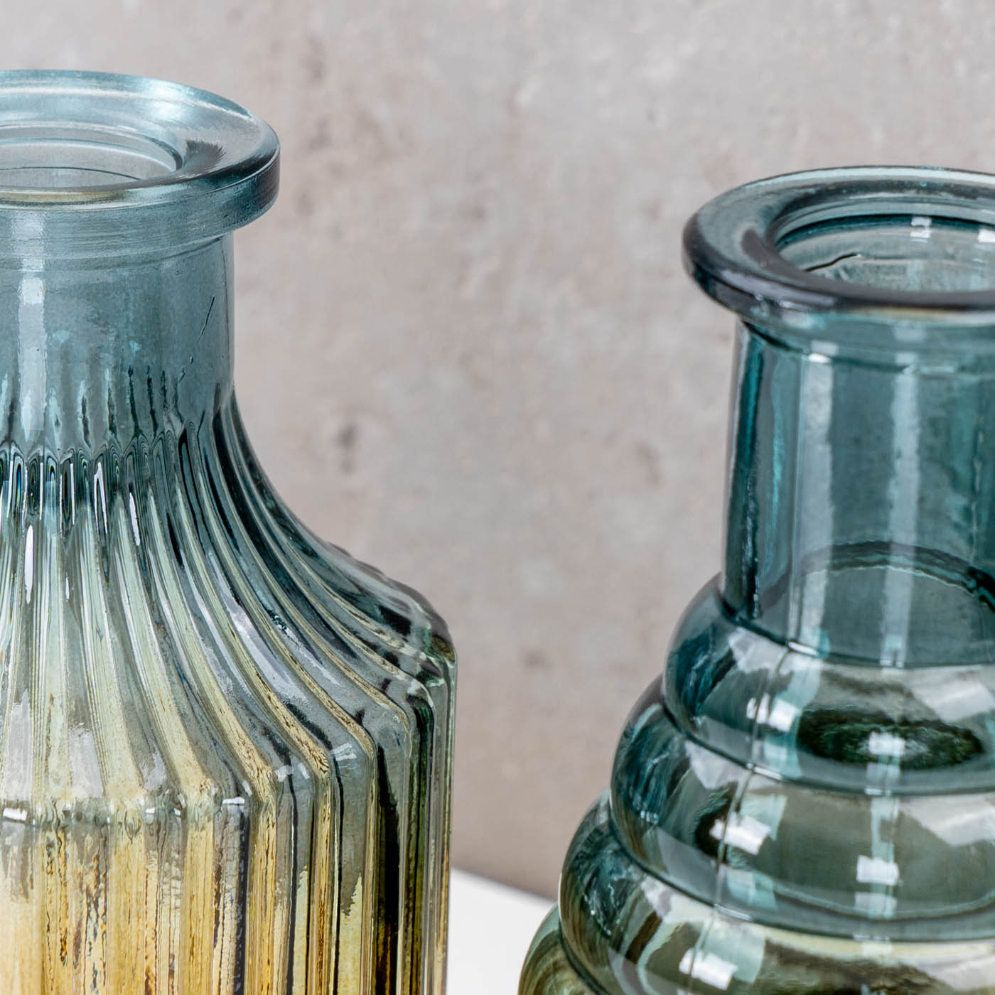 3er Set Vase Gelb Grün H15cm Glas Blumenvase Tischdeko Frühling Blumendeko Deko