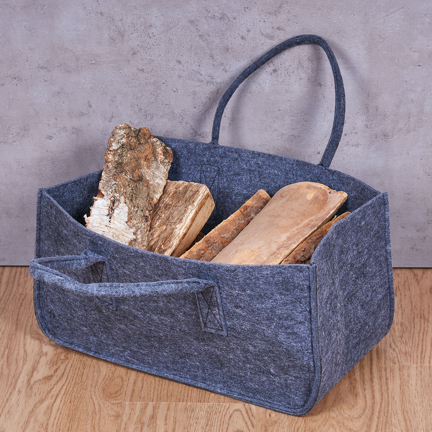 Filz Tasche 50x25x25cm Kaminholztasche Stofftasche Aufbewahrung Feuerholz Kamin