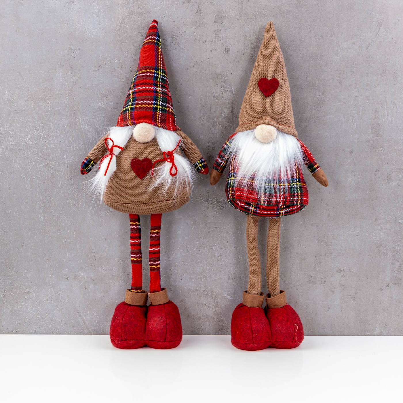 2er Set Weihnachtswichtel H45cm Deko Figuren Rot Braun Weihnachtsdeko Zwerg