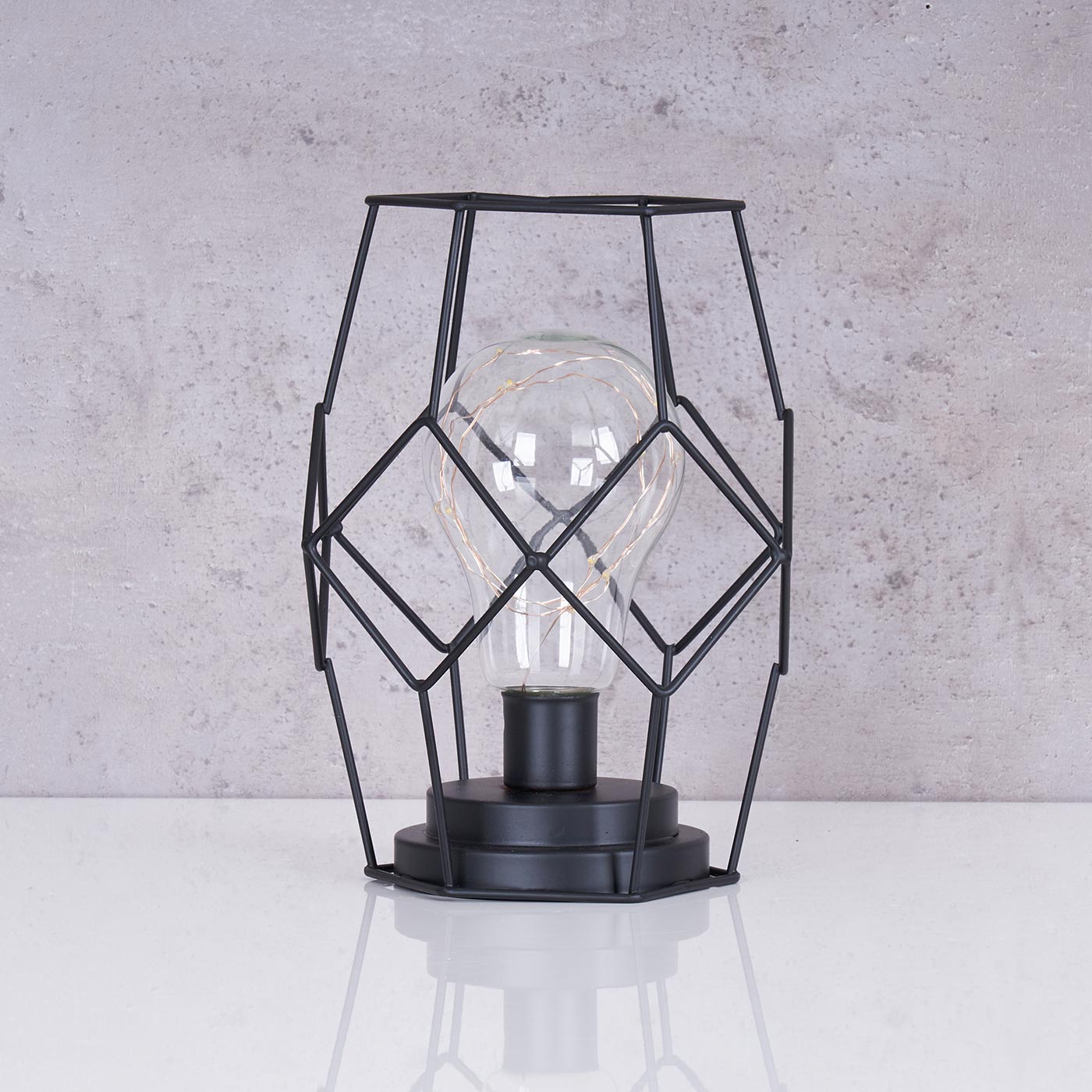 Tischlampe Metall Schwarz LED 17x22cm Lampe Standleuchte Leuchte Deko