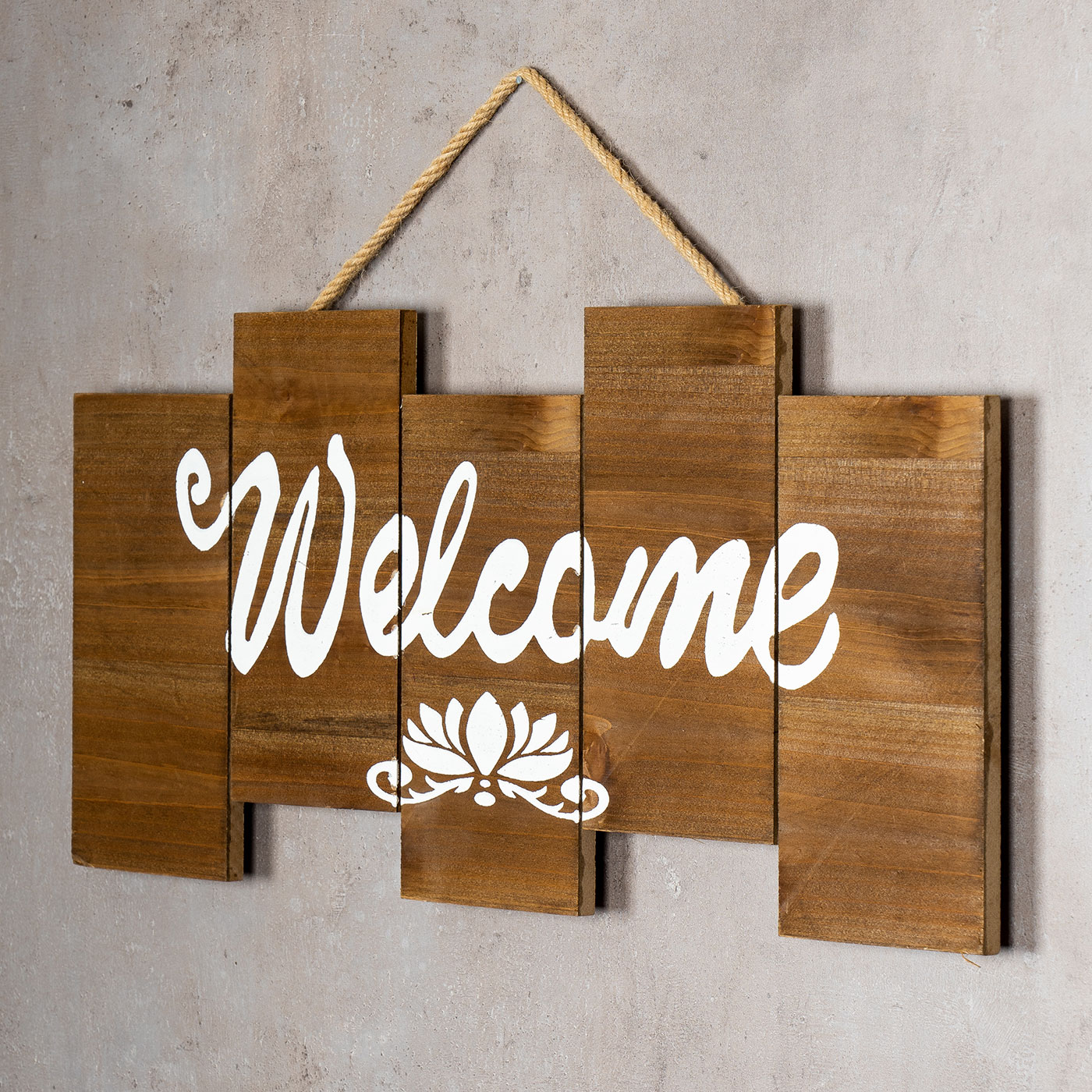 levandeo Schild Welcome Holz 50x23cm Dekoschild Wanddeko Willkommen Holzschild