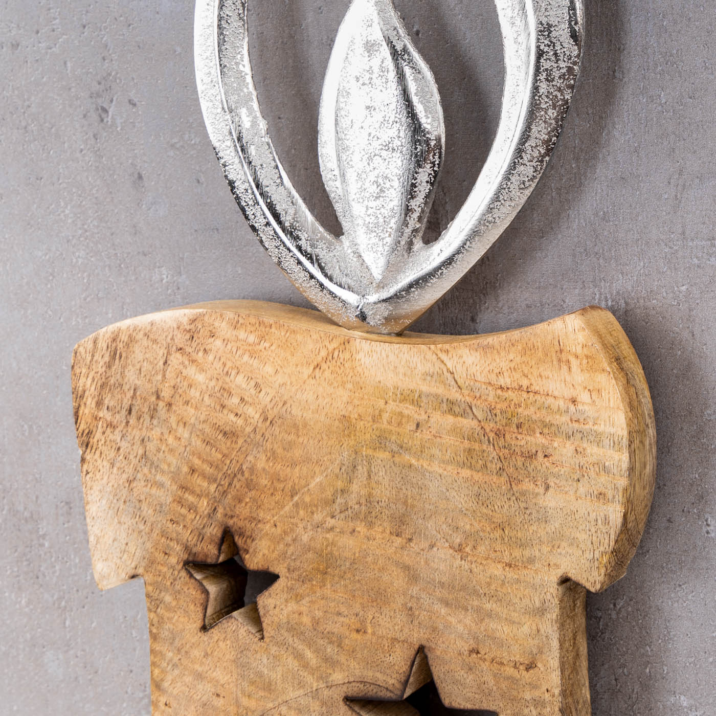 Weihnachtsdeko Kerze Mangoholz H50cm Deko Aufsteller Holz Metall Weihnachten