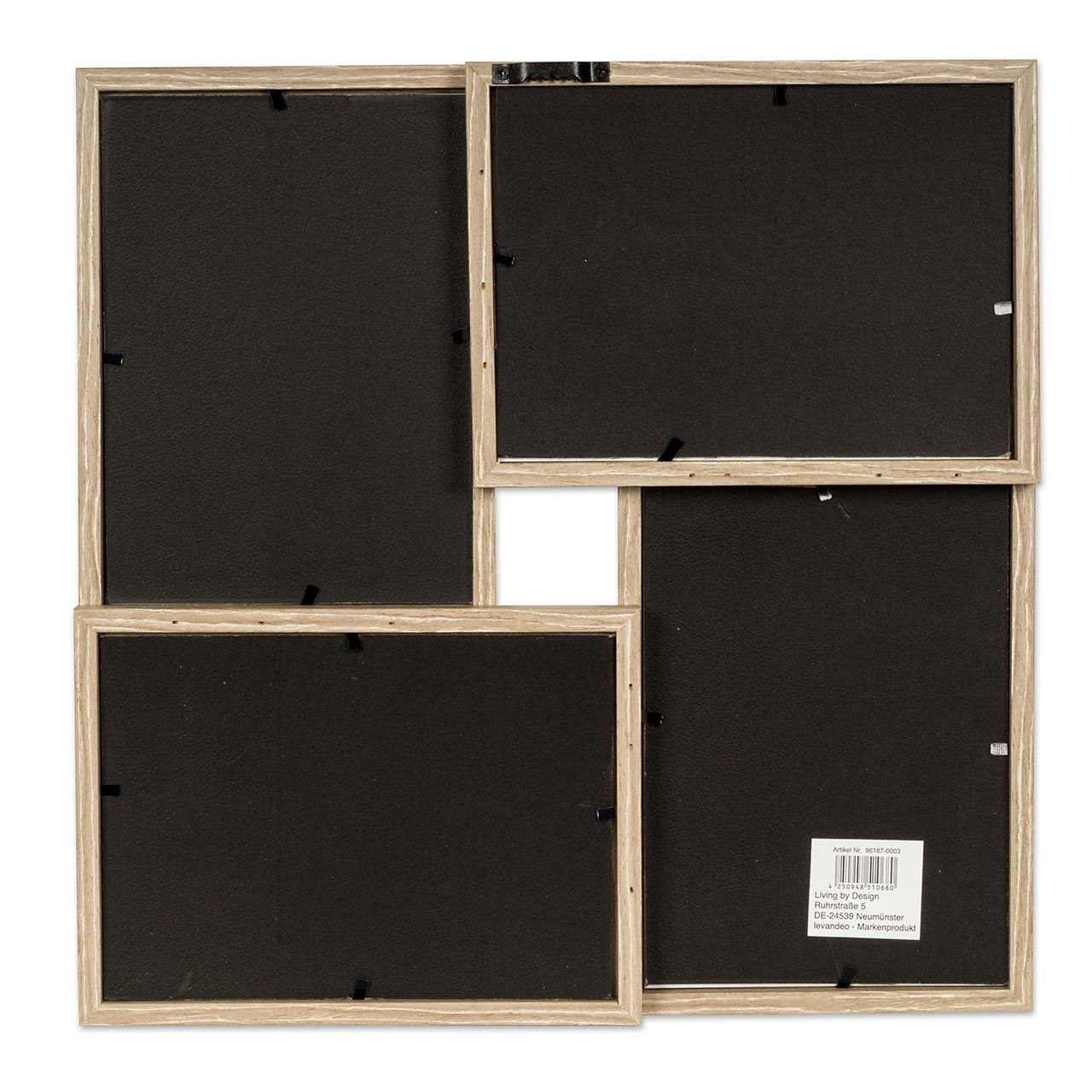 levandeo Bilderrahmen Collage 34x34cm 4 Fotos 13x18 Eiche gekälkt Holz MDF Glas