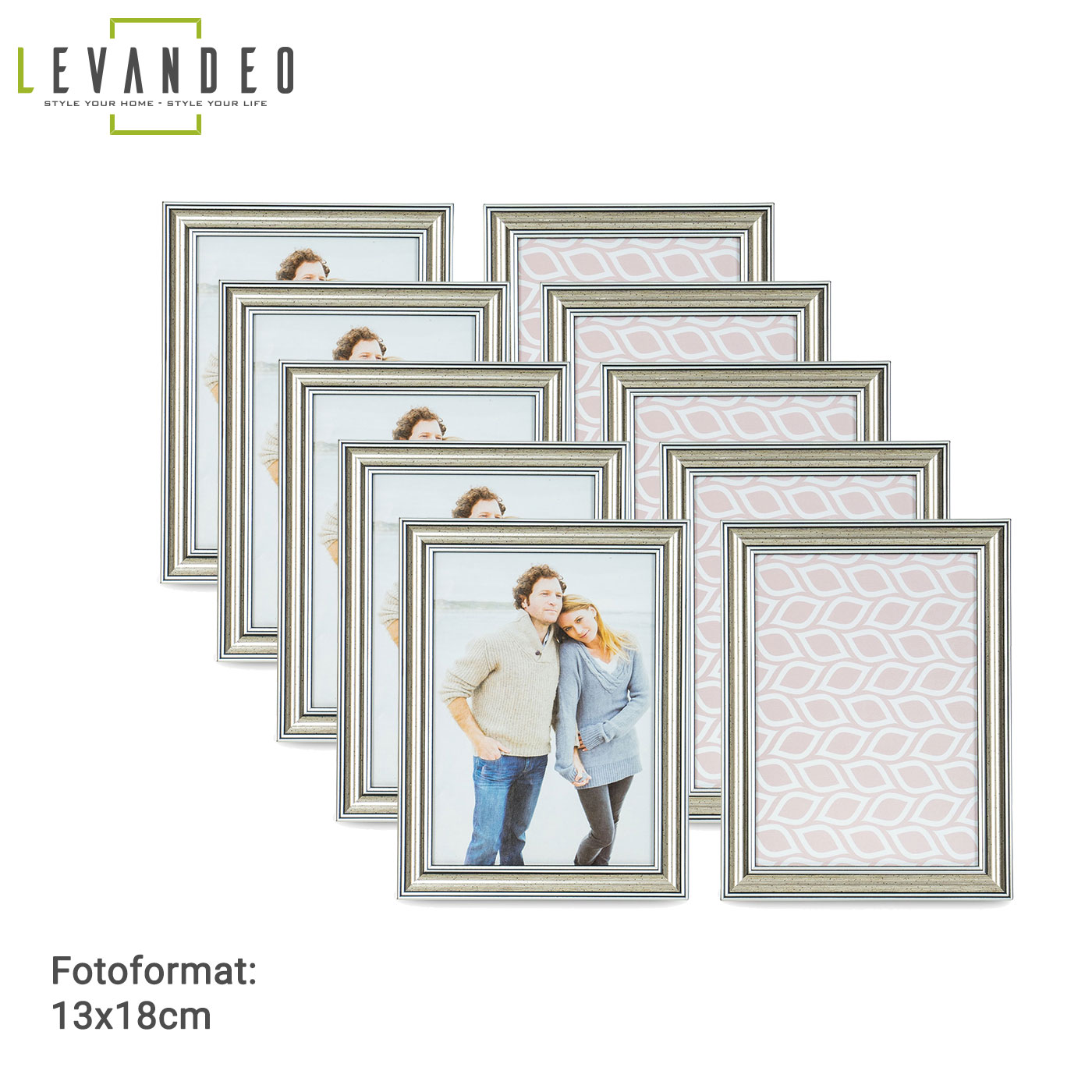 10er Set Bilderrahmen 13x18cm Fotorahmen Silber Antik Portraitrahmen Glas