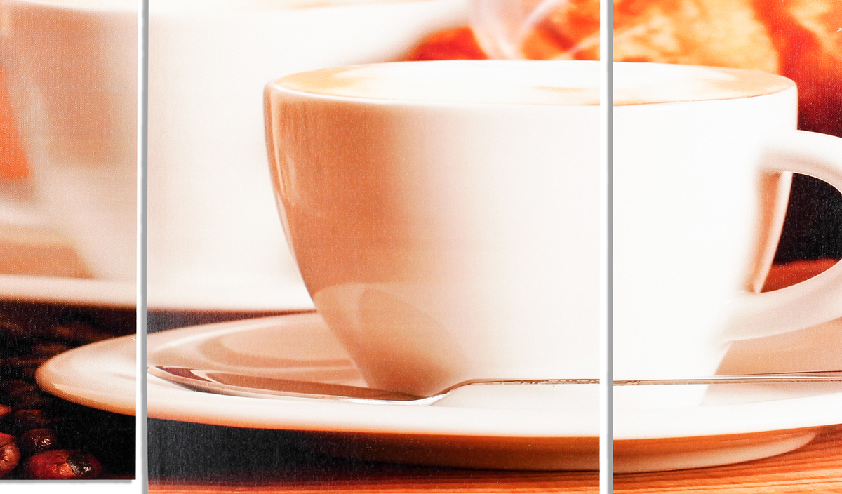 Wandbild 4 teilig Kaffee Bohnen Cafe cappuccino Espresso Bild Leinwand