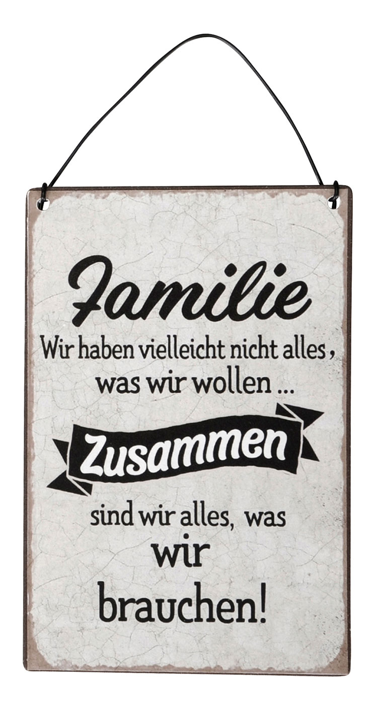 3er Set Blechschilder H15cm Freunde Familie Sprüche Wandbild Wanddeko Deko Schild