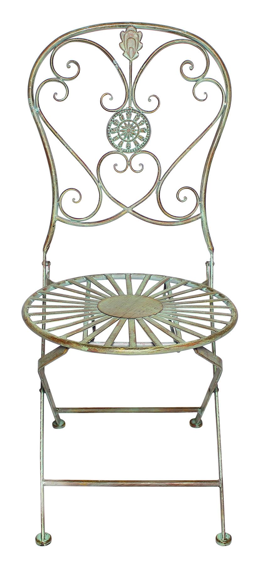 Gartenstuhl H93cm Metall Rustikal Grün Antik Klappstuhl GartenDeko