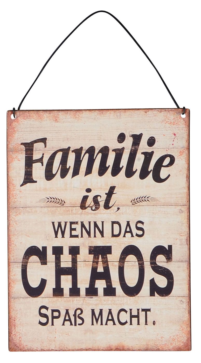 3er Set Blechschilder H20cm Familie Sprüche Braun Schwarz Wandbild