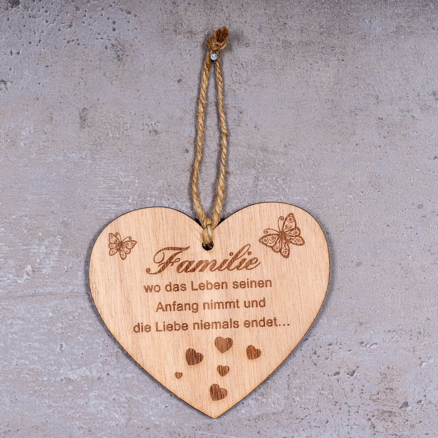 Herz 9x10cm Birkenholz Sprüche Familie Liebe Deko Holz Anhänger Love