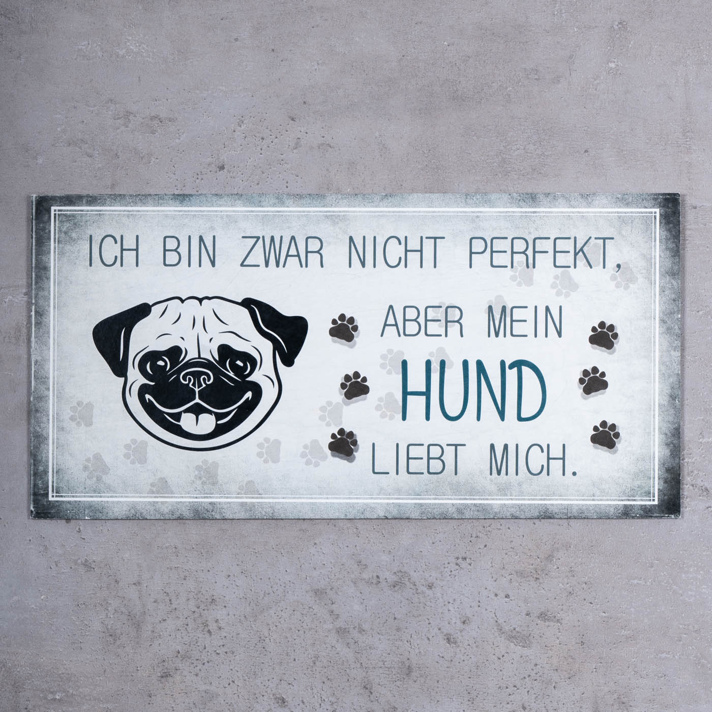 Wandbild 40x20cm Hund Spruch Deko Wandschild Hundeliebhaber Bild