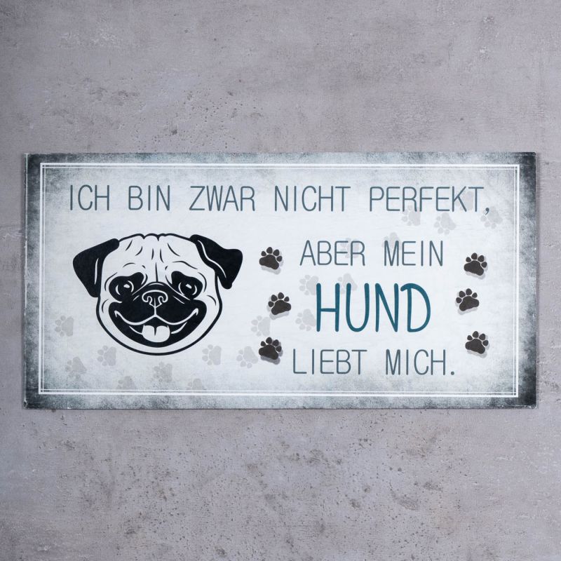 Wandbild 40x20cm Hund Spruch Deko Wandschild Hundeliebhaber Bild