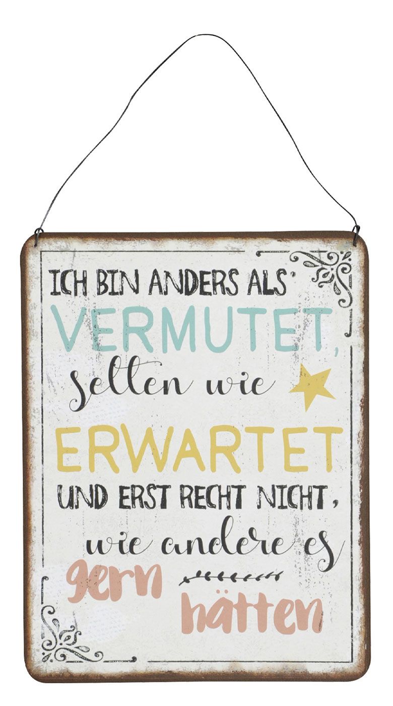 3er Set Blechschilder H26cm Wundervoll Lustig Sprüche Bunt Wandbild