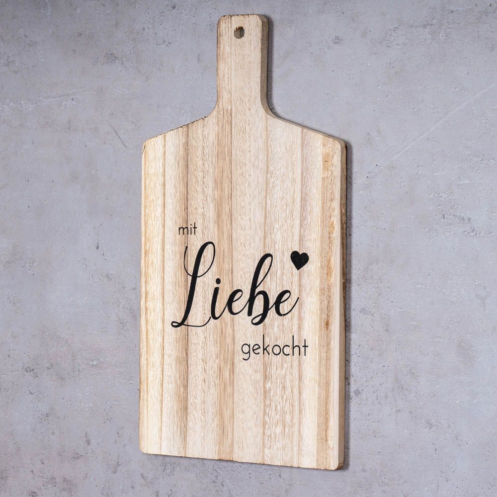 4er Set Wandbilder 22x40cm Sprüche Holz Schneidbrett Wanddeko Holzbild
