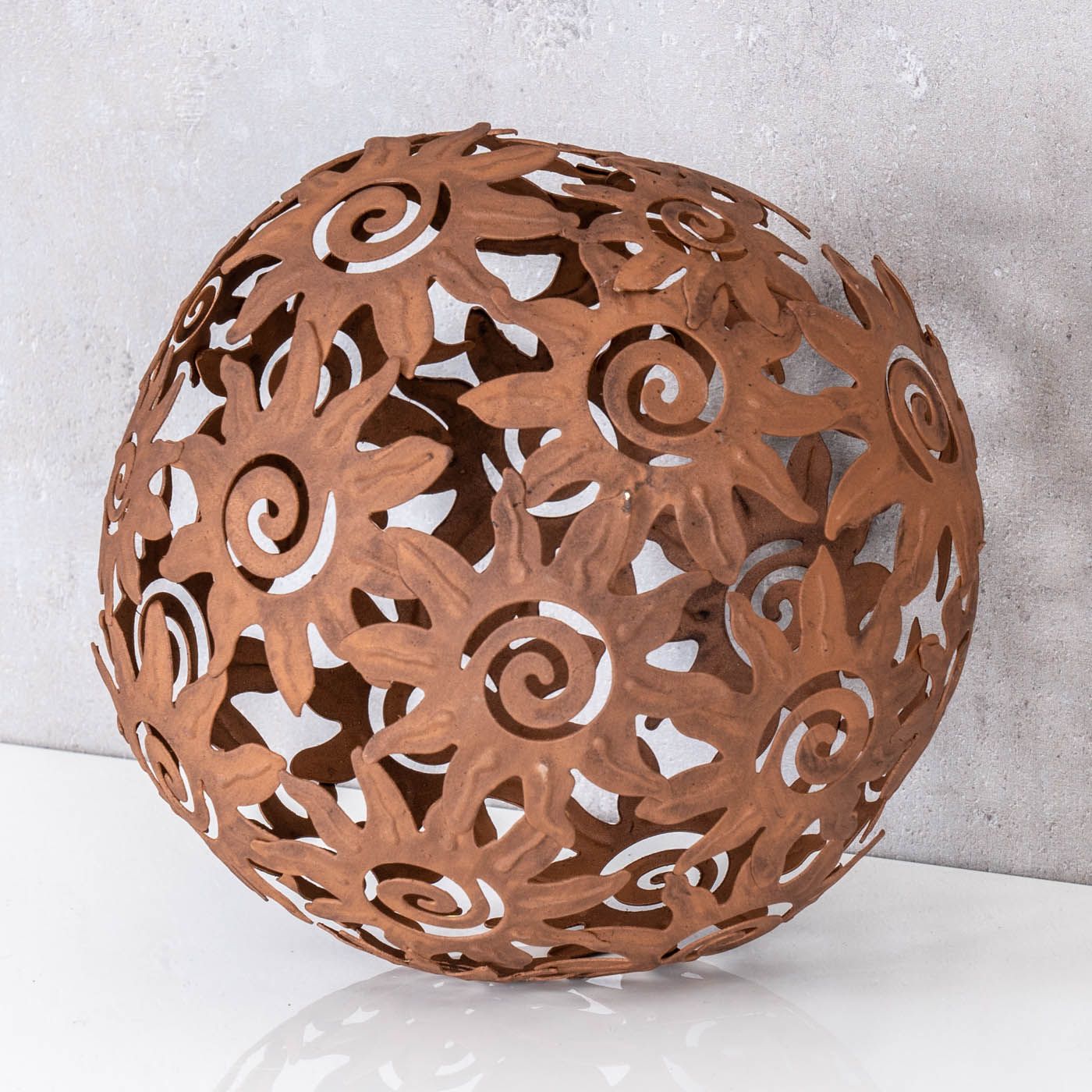 Gartendeko Rost Kugel Ø 18cm Garten Metallkugel Braun Dekokugel Sonne