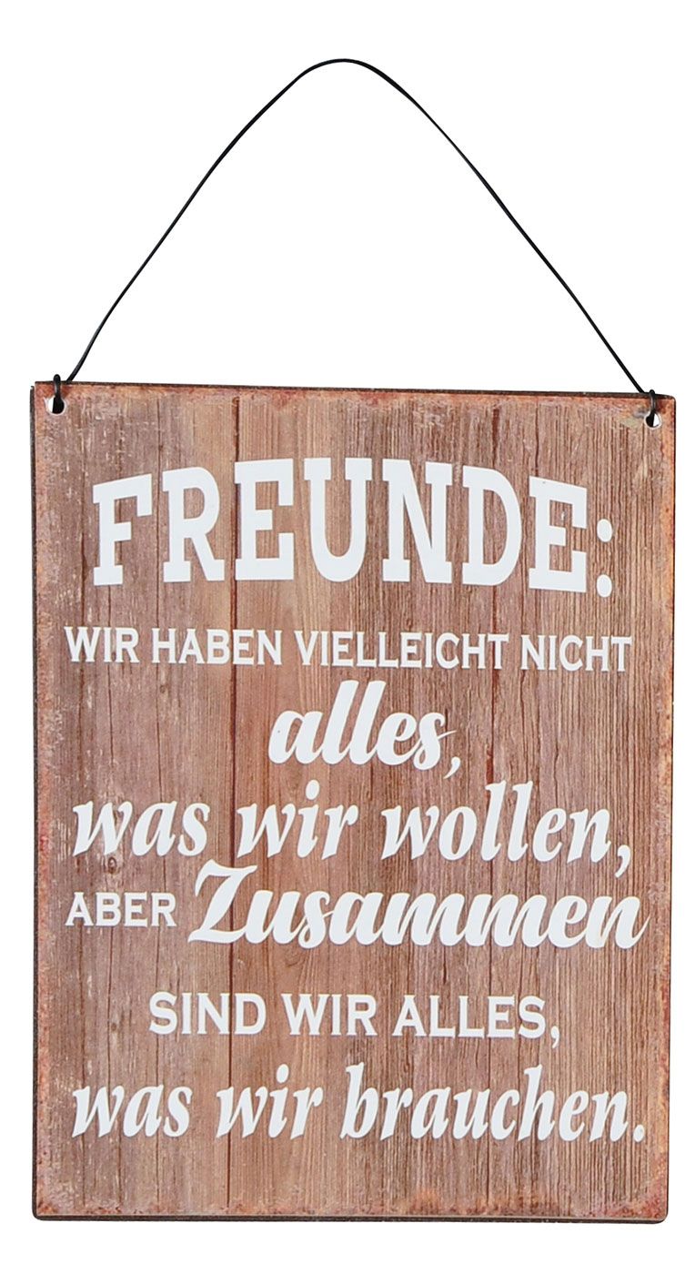3er Set Blechschilder H20cm Freundschaft Sprüche Braun Wandbild