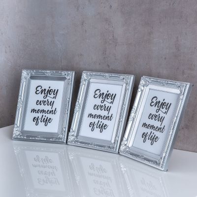3er Set Fotorahmen 13x18 Silber Fotoaufsteller Barock Shabby Antik Deko